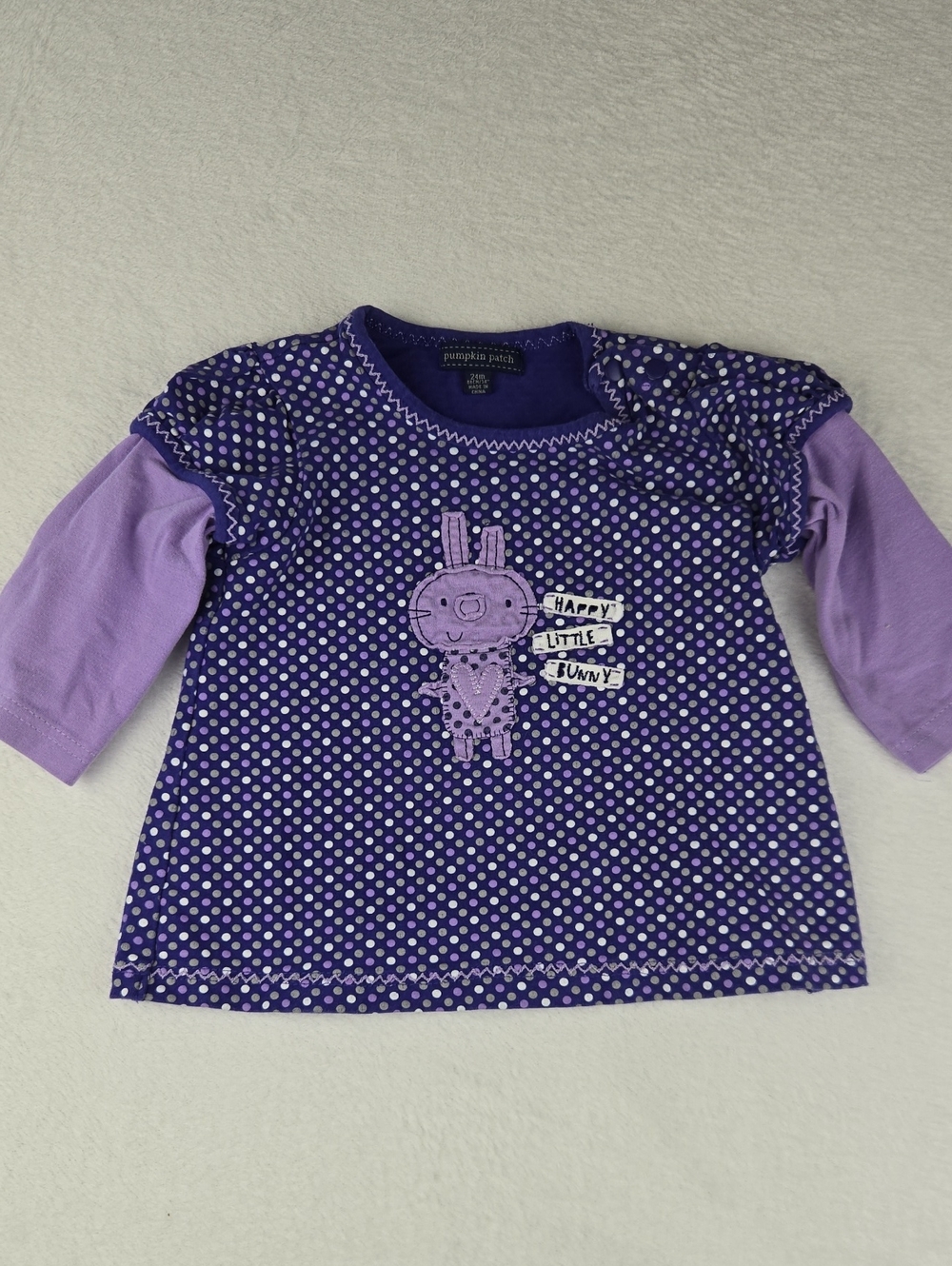 Pumpkin Patch Purple Bunny Long Sleeve T-Shirt Size 24M